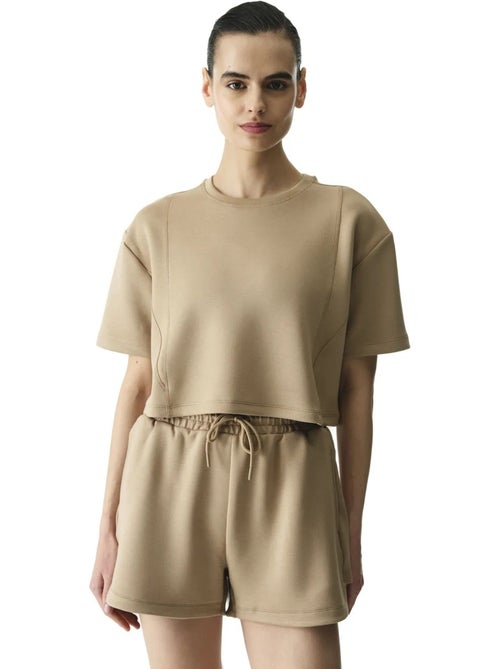 T-shirt femme silky feel à surpiqûres penti - Kiabi