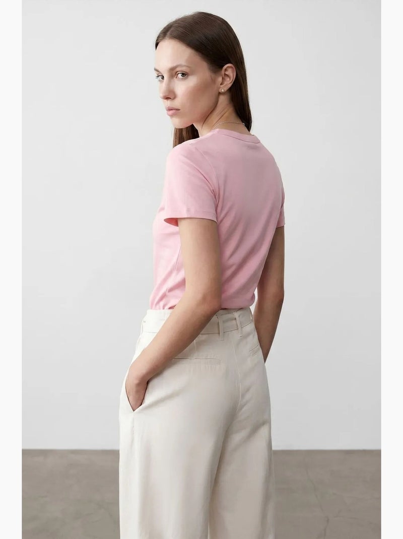 T-shirt femme uni à col rond dilvin Rose dragée - Kiabi