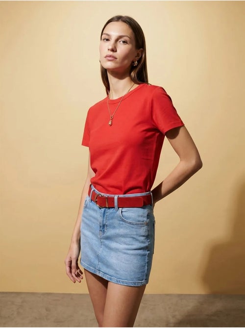 T-shirt femme uni à col rond dilvin - Kiabi