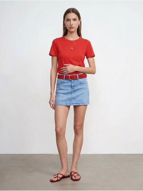 T-shirt femme uni à col rond dilvin - Kiabi
