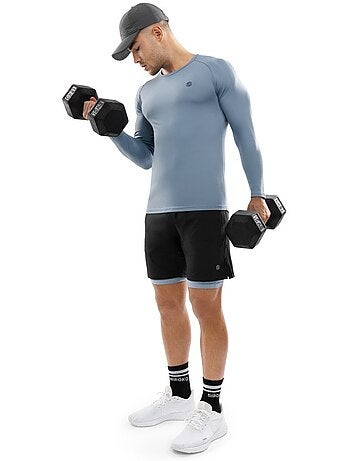 T-shirt fitness manches longues homme fitness homme aqua
