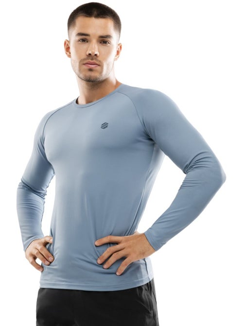 T-shirt fitness manches longues homme fitness homme aqua - Kiabi