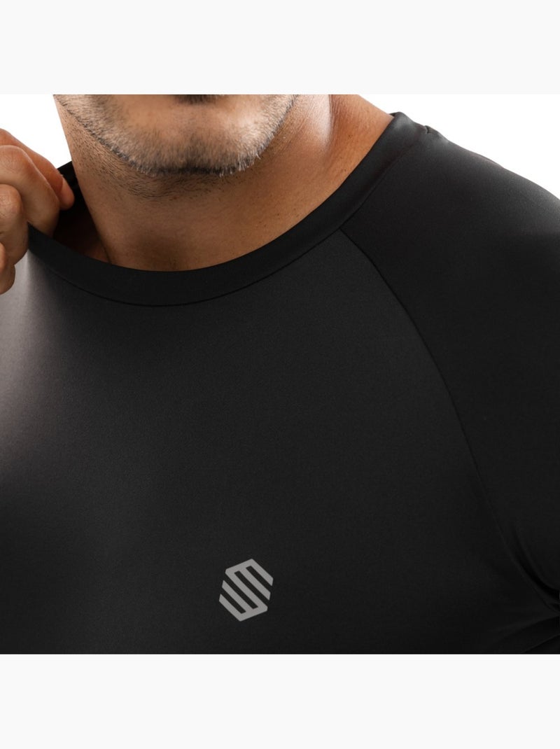 T-shirt fitness manches longues homme fitness homme key Noir - Kiabi