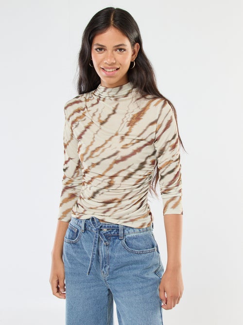 T-shirt fluide avec col montant à motif - Kiabi