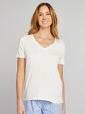 T-shirt fluide col V blanc - Kiabi