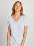T-shirt fluide col V Bleu - Kiabi