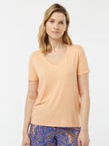 T-shirt fluide col V Orange - Kiabi