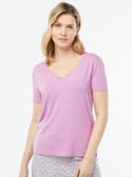 T-shirt fluide col V Violet - Kiabi