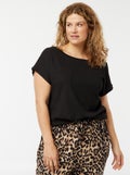 T-shirt fluide en maille gaufrée Noir - Kiabi