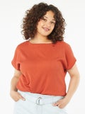 T-shirt fluide en maille gaufrée Rouge brique - Kiabi