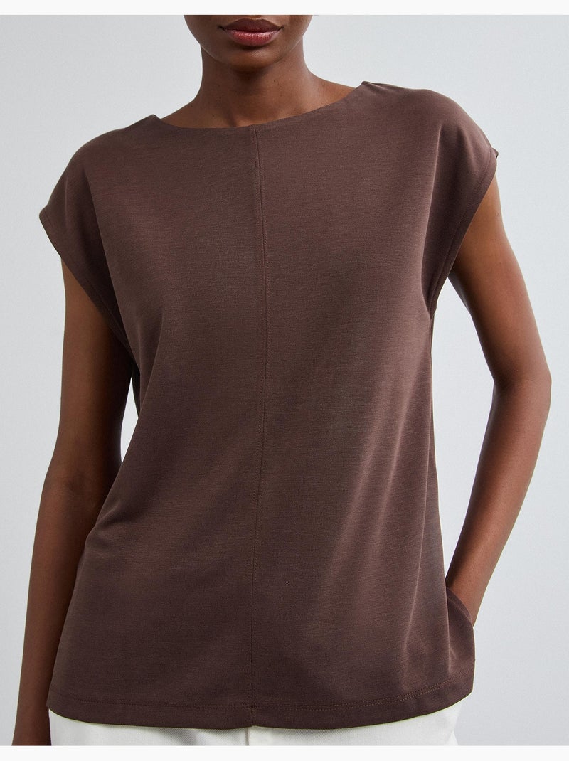 T-shirt fluide, mo fashion Marron - Kiabi