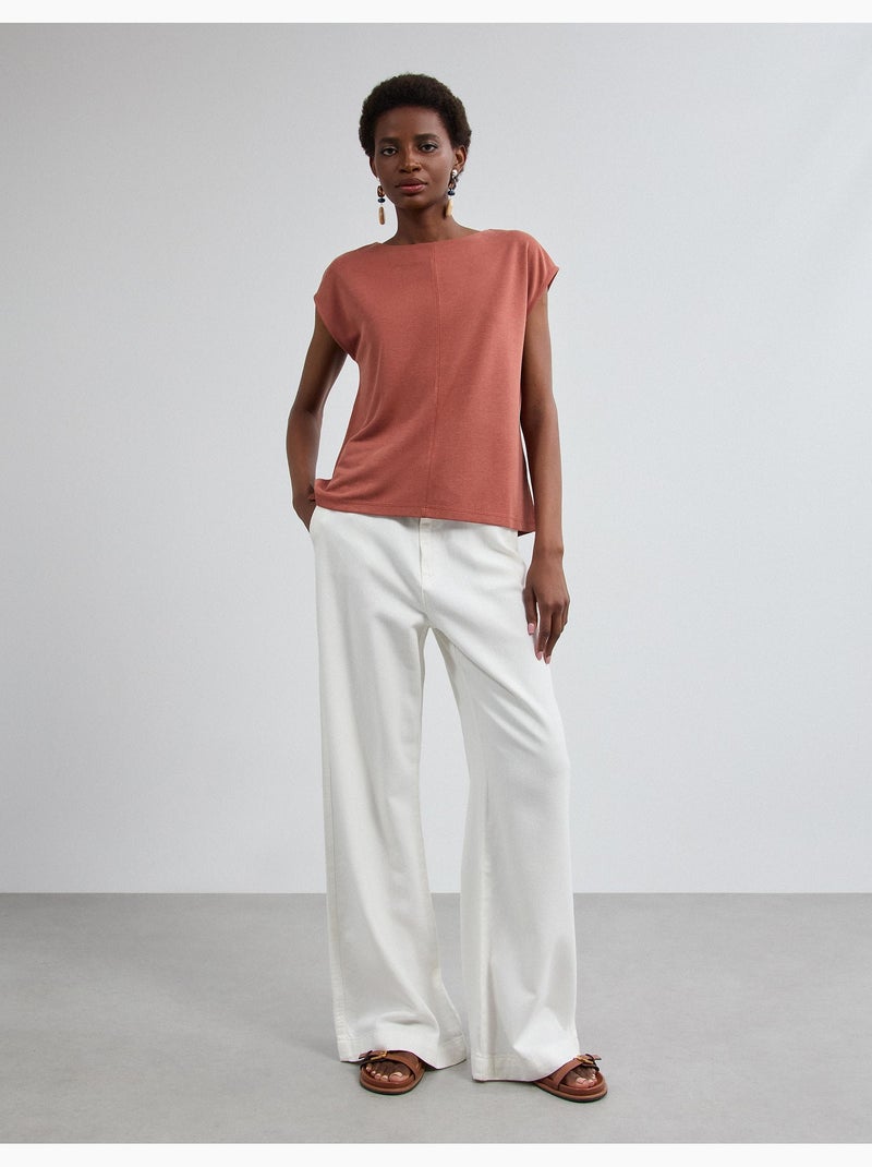 T-shirt fluide, mo fashion Marron - Kiabi