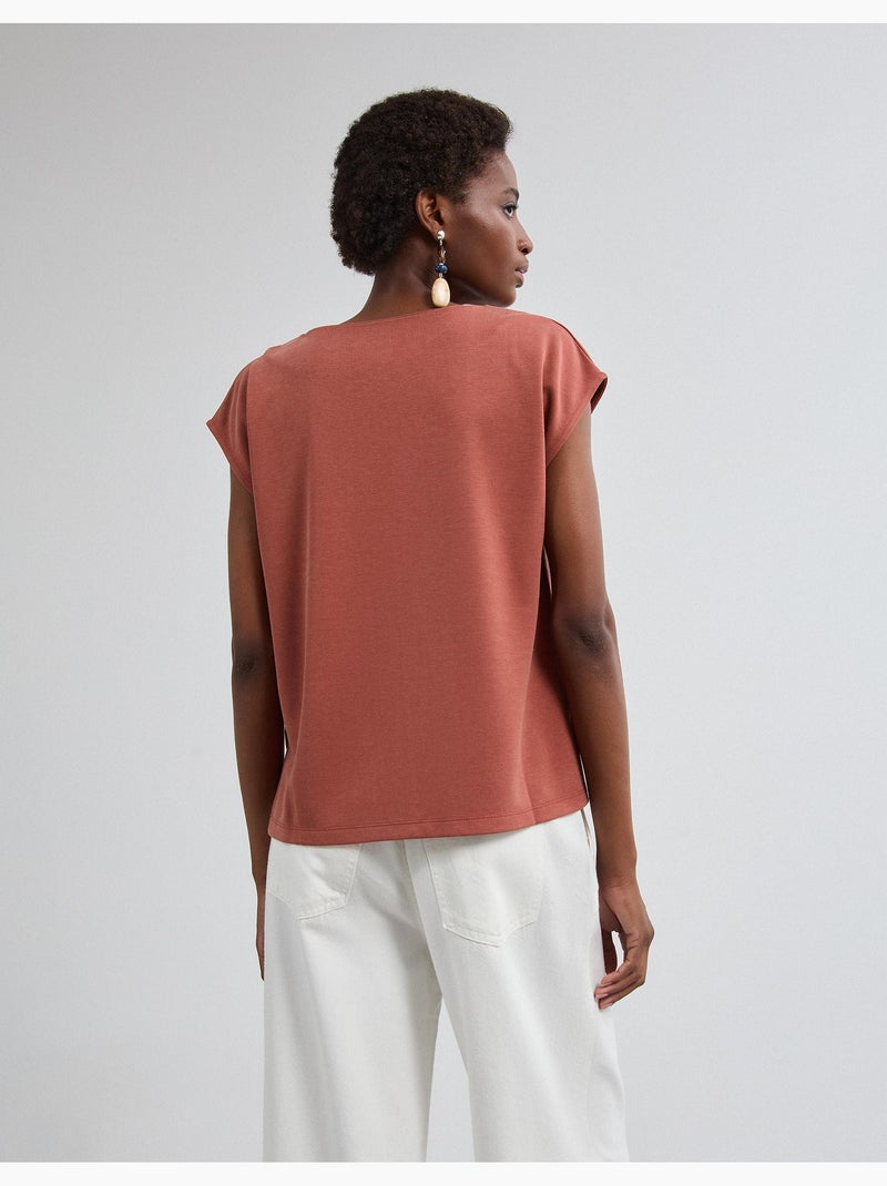 T-shirt fluide, mo fashion Marron - Kiabi