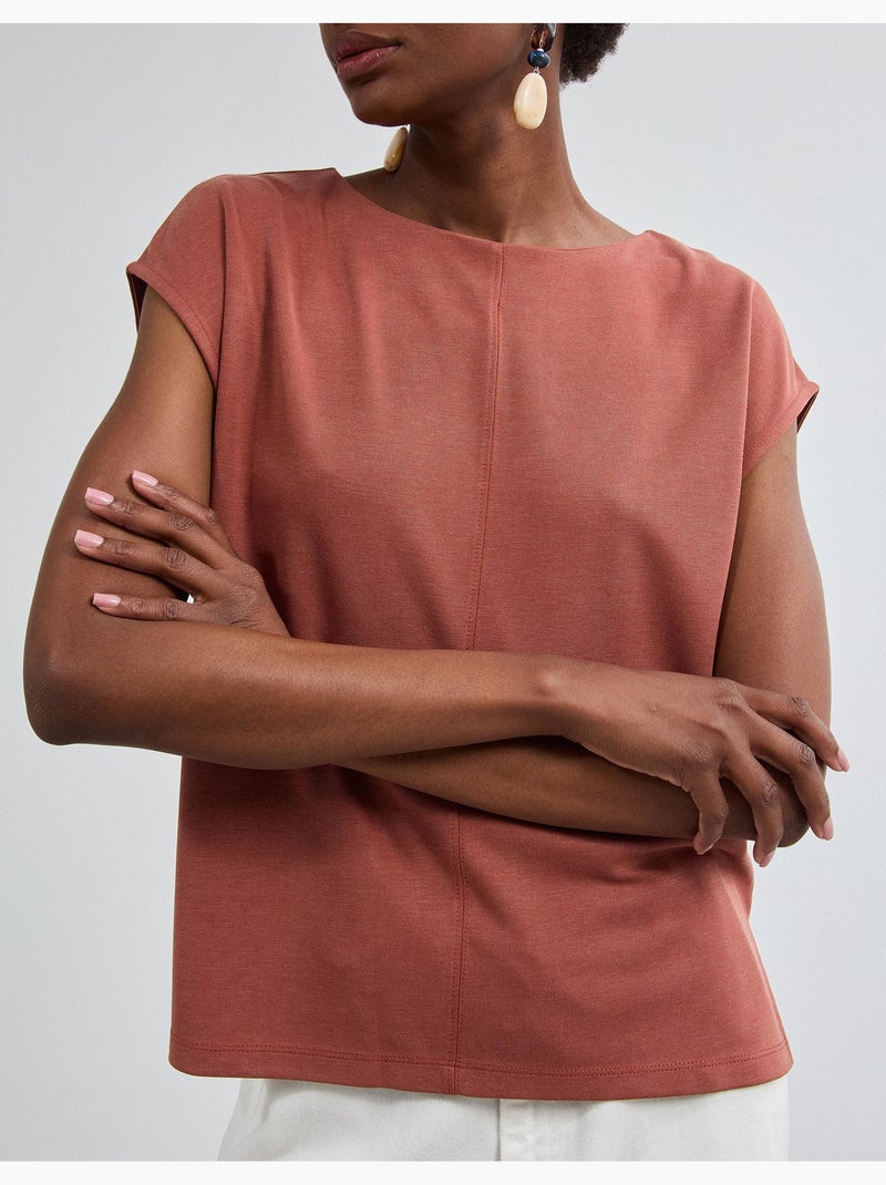 T-shirt fluide, mo fashion Marron - Kiabi