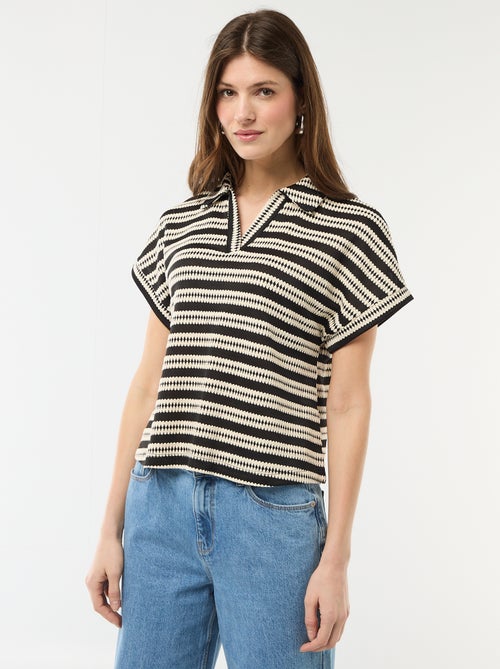 T-shirt forme polo coloré - Kiabi