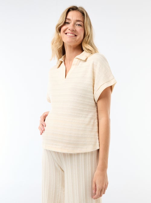 T-shirt forme polo coloré - Kiabi