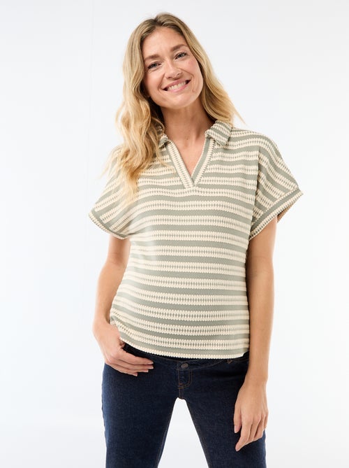 T-shirt forme polo coloré - Kiabi