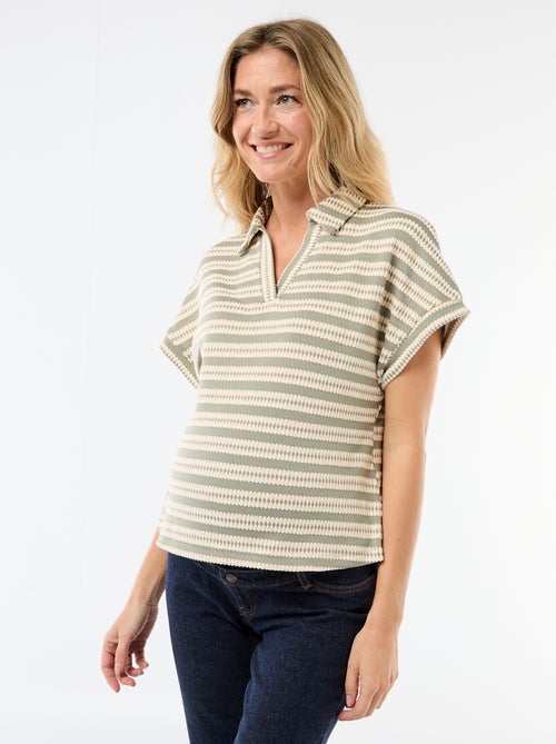 T-shirt forme polo coloré - Kiabi