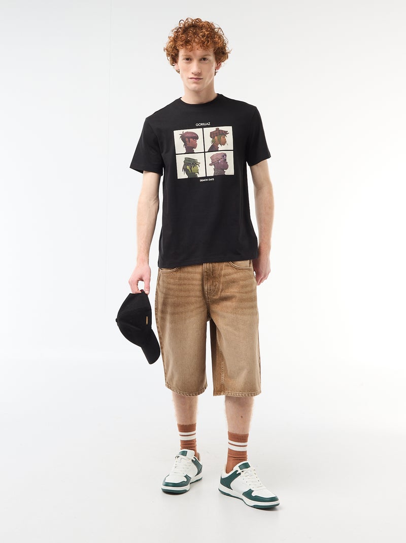 T-shirt 'Gorillaz' en coton uni Noir - Kiabi