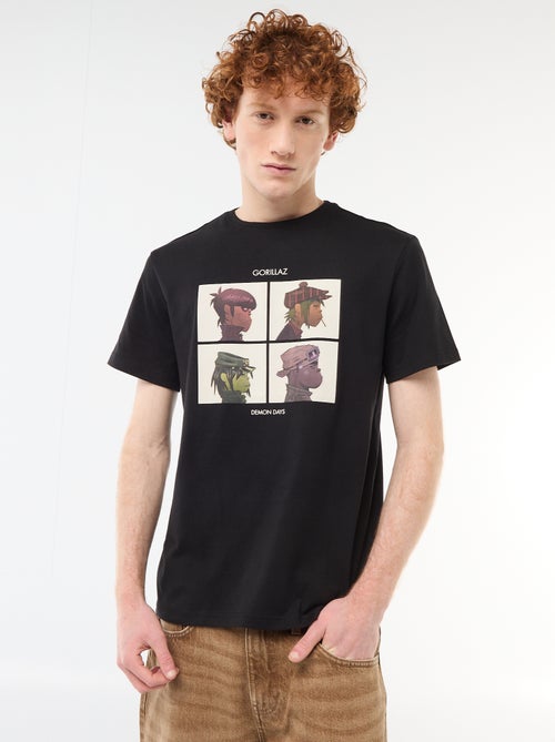 T-shirt 'Gorillaz' van effen katoen - Kiabi
