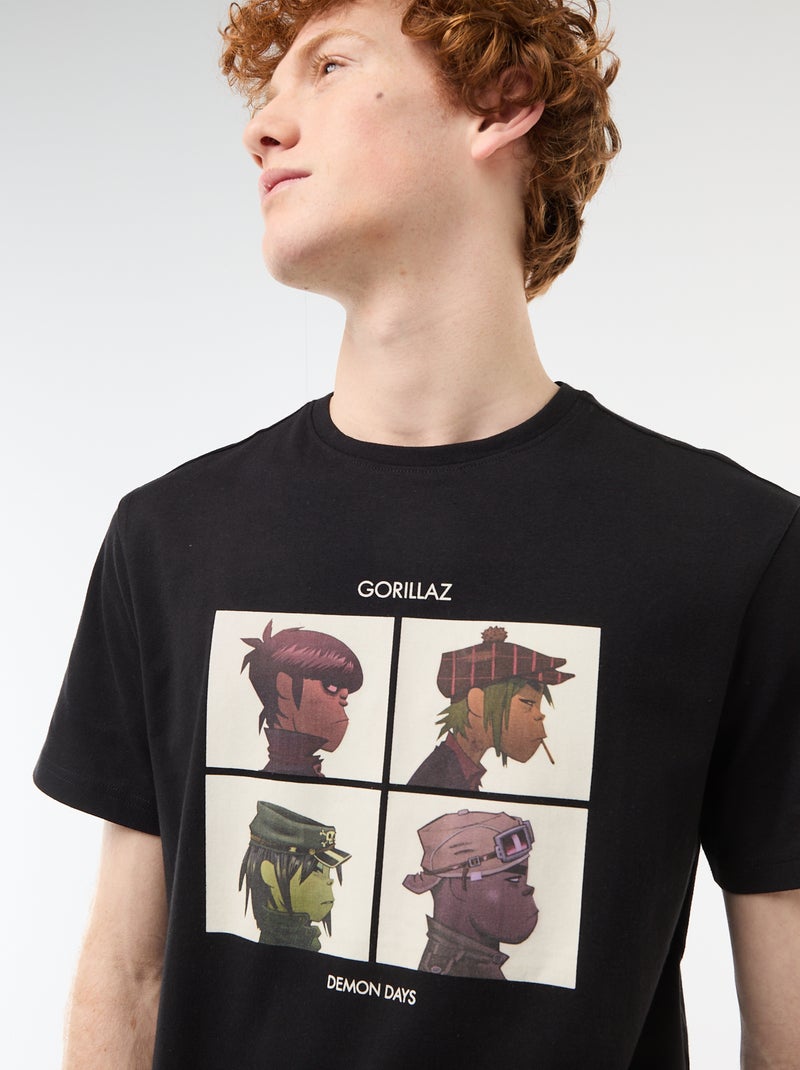 T-shirt 'Gorillaz' van effen katoen Zwart - Kiabi