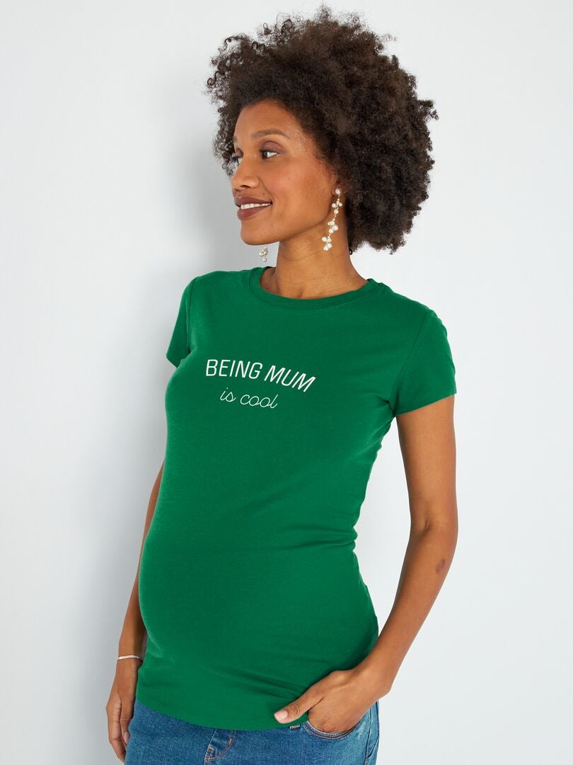 T-shirt grossesse avec imprimé Vert - Kiabi