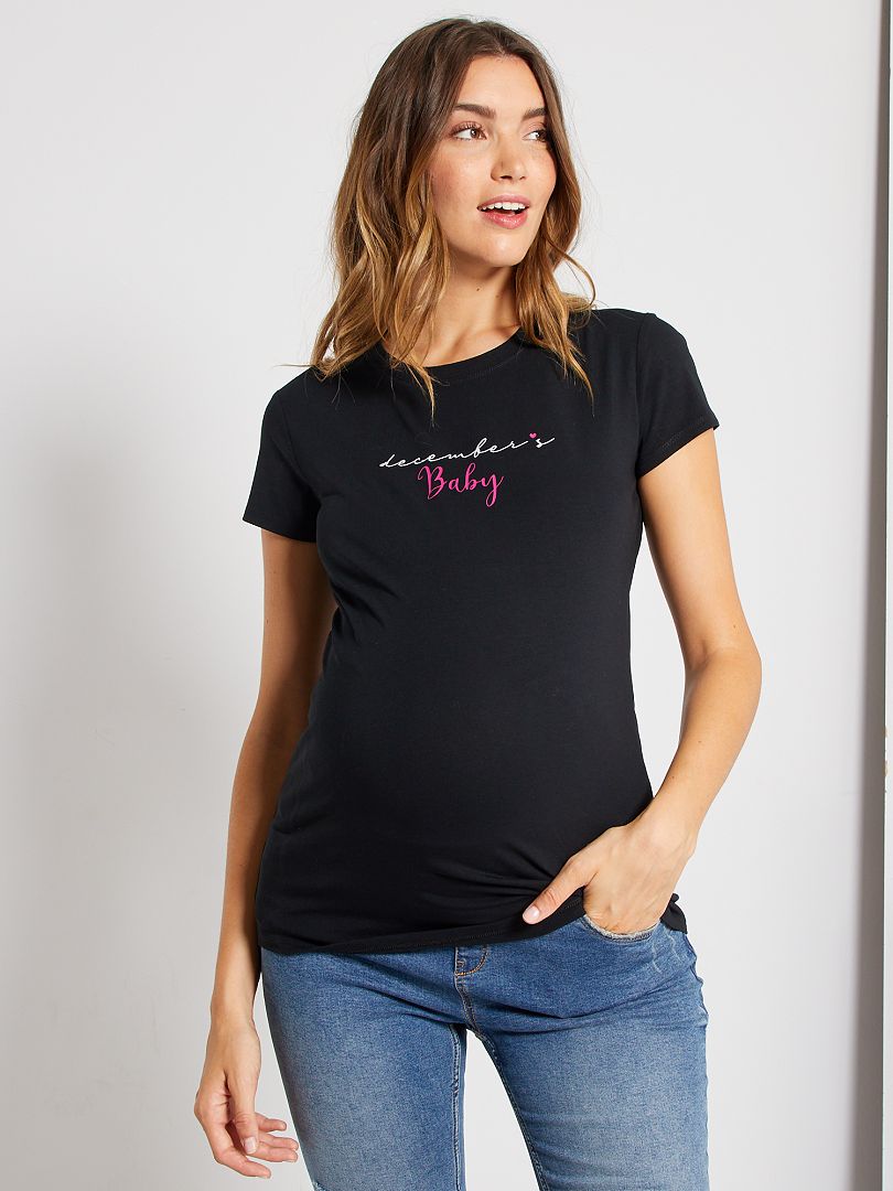T-shirt grossesse noir décembre - Kiabi