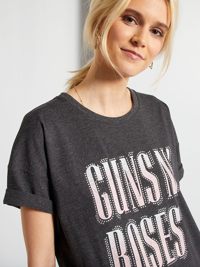 T-shirt 'Guns N' Roses' gris chiné foncé - Kiabi