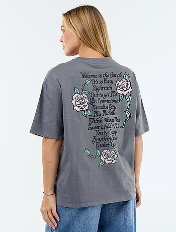 T-shirt 'Guns N'Roses' met korte mouwen en print op voor- en achterkant