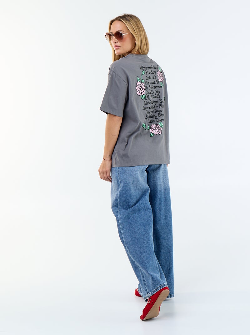 T-shirt 'Guns N'Roses' met korte mouwen en print op voor- en achterkant Grijs - Kiabi