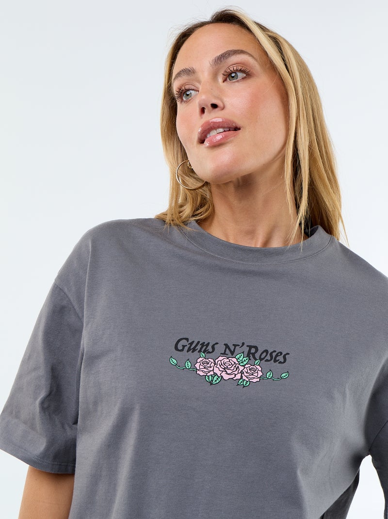T-shirt 'Guns N'Roses' met korte mouwen en print op voor- en achterkant Grijs - Kiabi