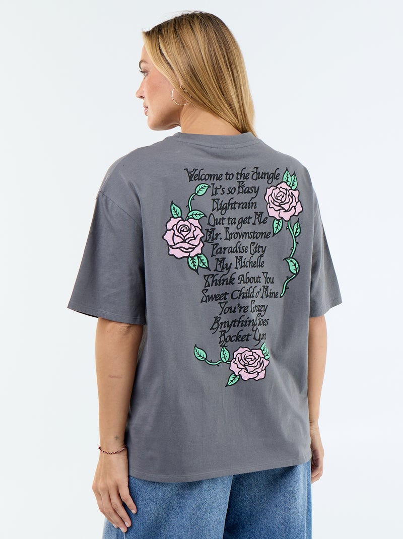 T-shirt 'Guns N'Roses' met korte mouwen en print op voor- en achterkant Grijs - Kiabi