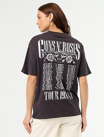 T-shirt 'Guns N'Roses' met korte mouwen en print op voor- en achterkant