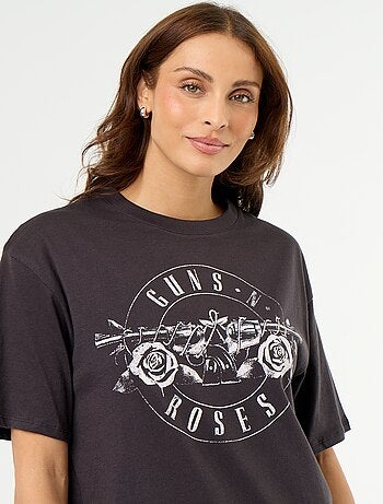 T-shirt 'Guns N'Roses' met korte mouwen en print op voor- en achterkant