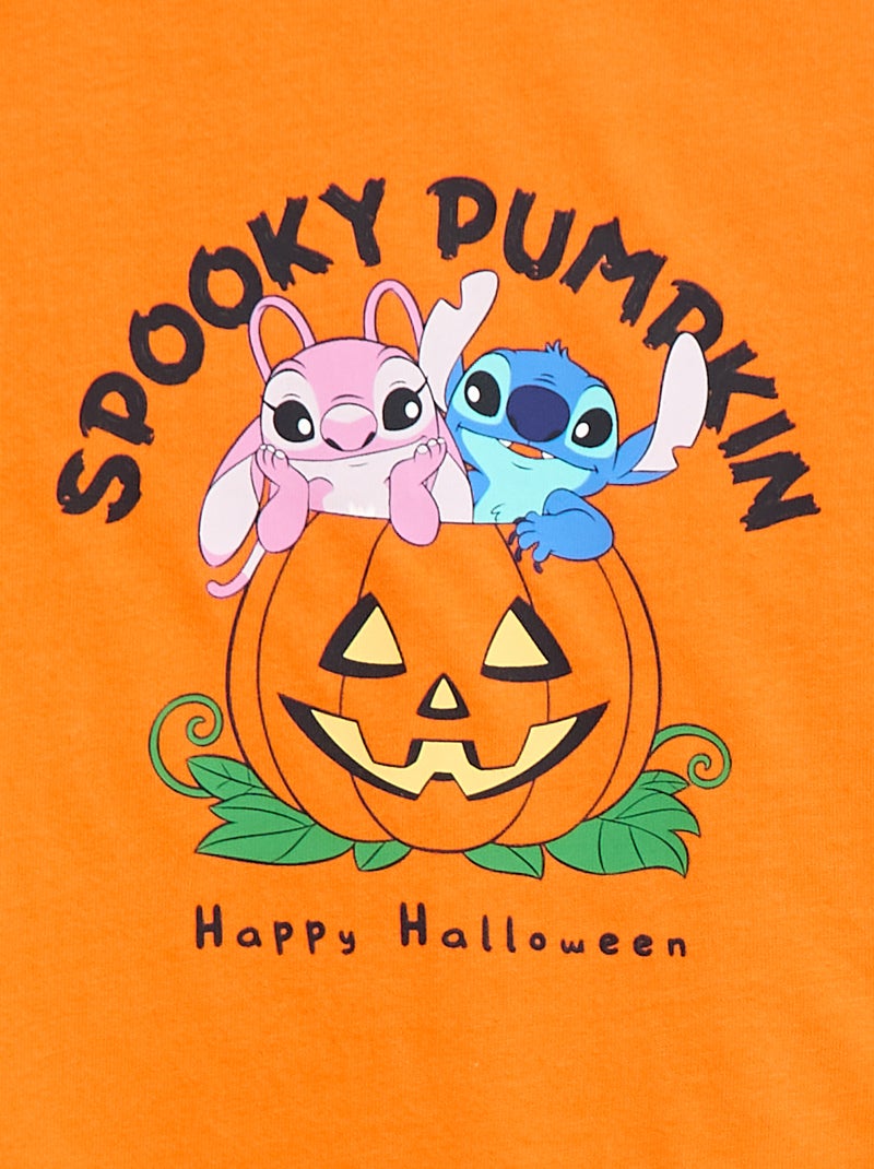 T-shirt Halloween 'Stitch et Angel' 'Disney' Orange - Kiabi
