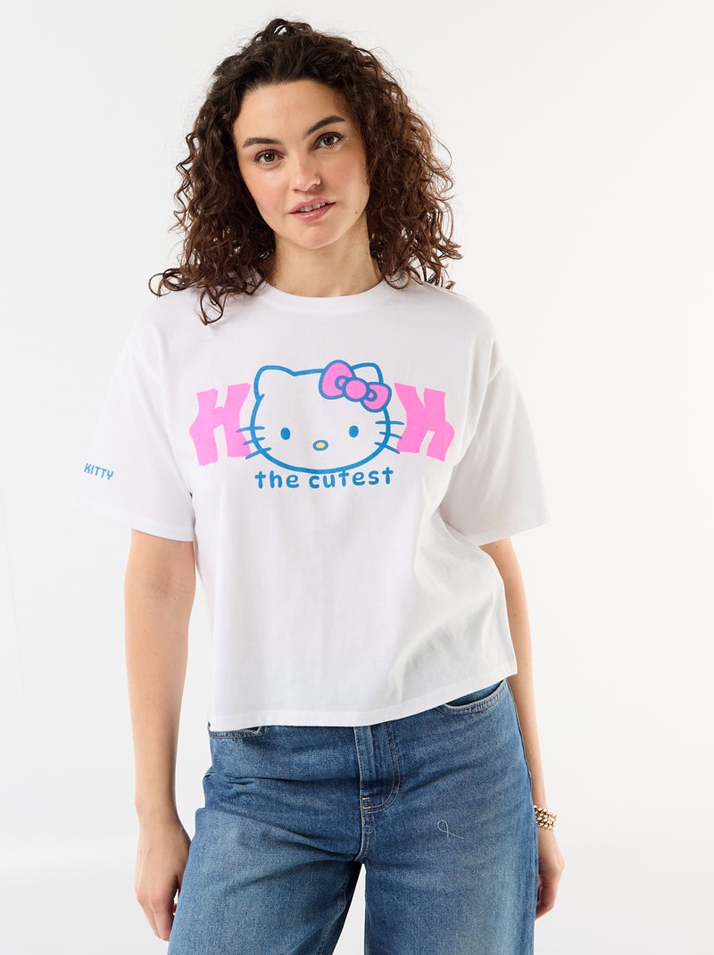 T-shirt 'Hello Kitty' à manches courtes Blanc - Kiabi