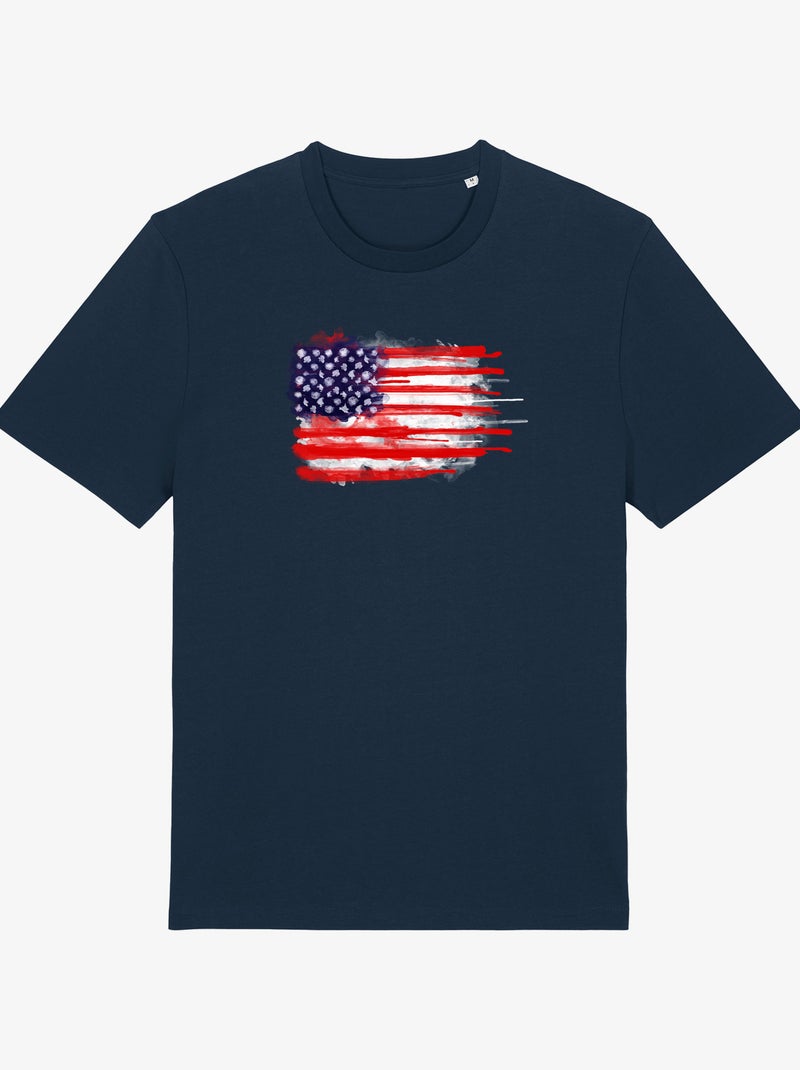 T-shirt Homme - AMERICAN SPATTER FLAG Bleu marine - Kiabi