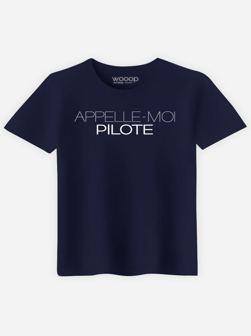 T-shirt Homme - APPELLE-MOI PILOTE Bleu marine - Kiabi
