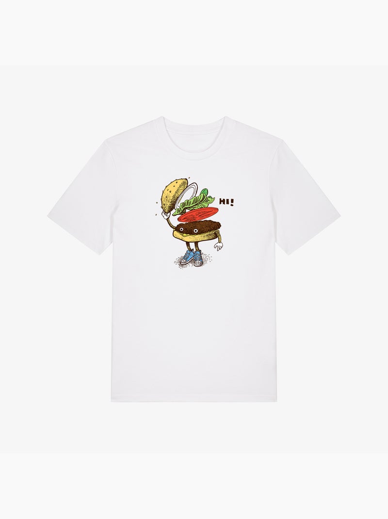 T-shirt Homme - BURGER GREETING Blanc - Kiabi