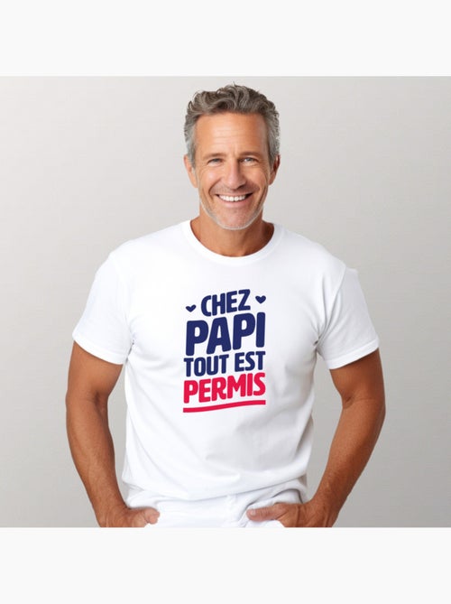 T-shirt Homme - CHEZ PAPI TOUT EST PERMIS - Kiabi