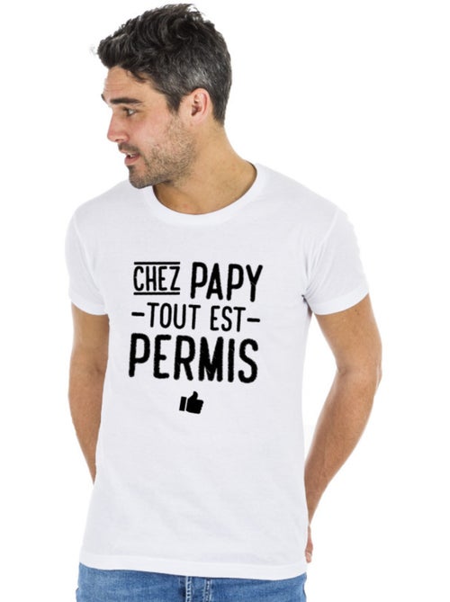 T-shirt Homme - CHEZ PAPY TOUT EST PERMIS - Kiabi