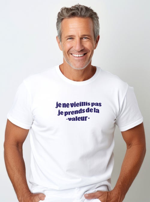 T-shirt Homme - JE NE VIEILLIS PAS JE PRENDS DE LA VALEUR BLEU - Kiabi T-shirt Homme - JE NE VIEILLIS PAS JE PRENDS DE LA VALEUR BLEU - Kiabi