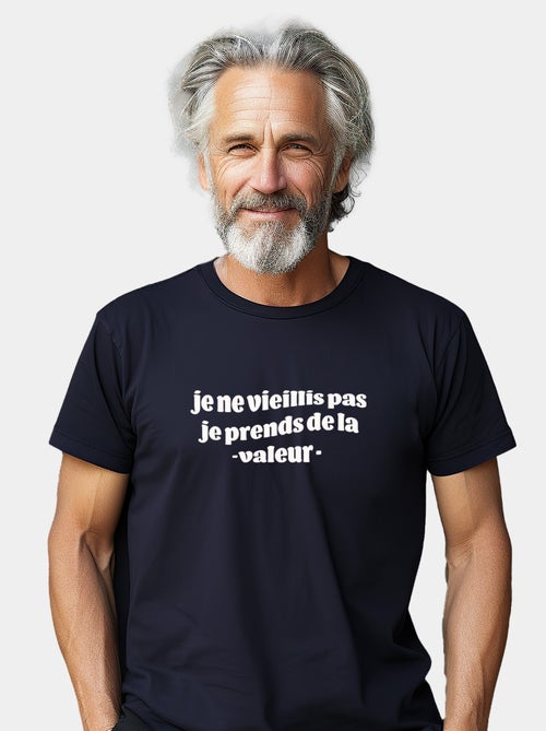 T-shirt Homme - JE NE VIEILLIS PAS JE PRENDS DE LA VALEUR BLEU - Kiabi T-shirt Homme - JE NE VIEILLIS PAS JE PRENDS DE LA VALEUR BLEU - Kiabi