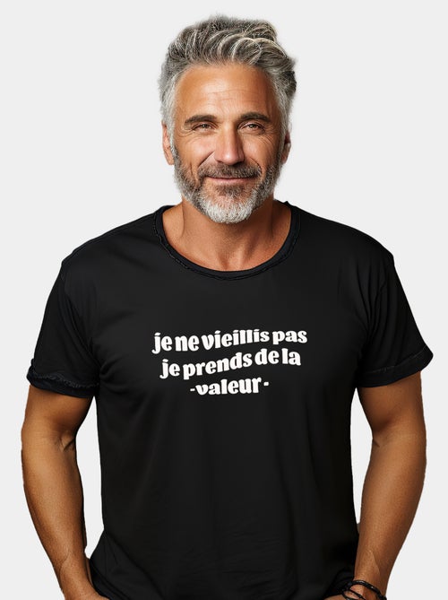 T-shirt Homme - JE NE VIEILLIS PAS JE PRENDS DE LA VALEUR BLEU - Kiabi T-shirt Homme - JE NE VIEILLIS PAS JE PRENDS DE LA VALEUR BLEU - Kiabi