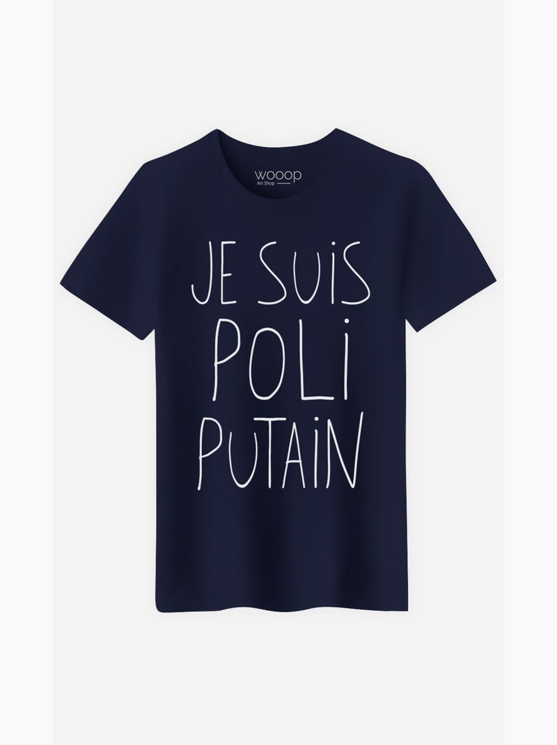 T-shirt Homme - JE SUIS POLI Bleu marine - Kiabi