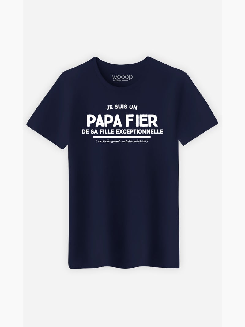 T-shirt Homme - JE SUIS UN PAPA FIER Bleu marine - Kiabi