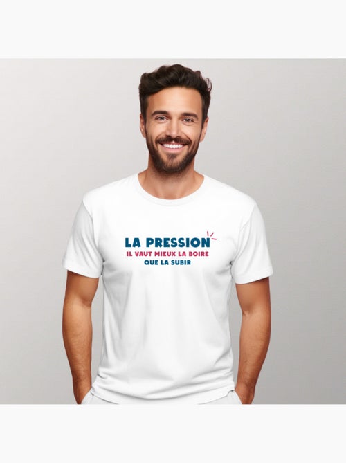 T-shirt Homme - LA PRESSION IL VAUT MIEUX LA BOIRE QUE LA SUBIR - Kiabi