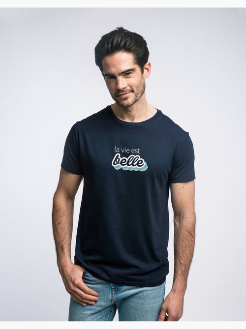 T-shirt Homme - LA VIE EST BELLE VERT - Kiabi