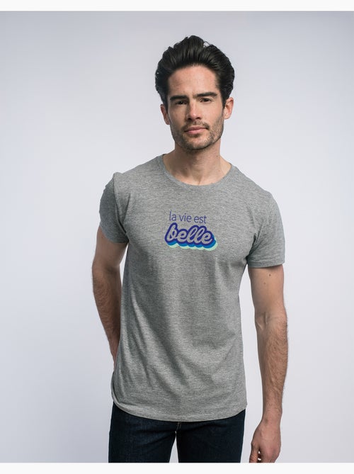 T-shirt Homme - LA VIE EST BELLE VERT - Kiabi