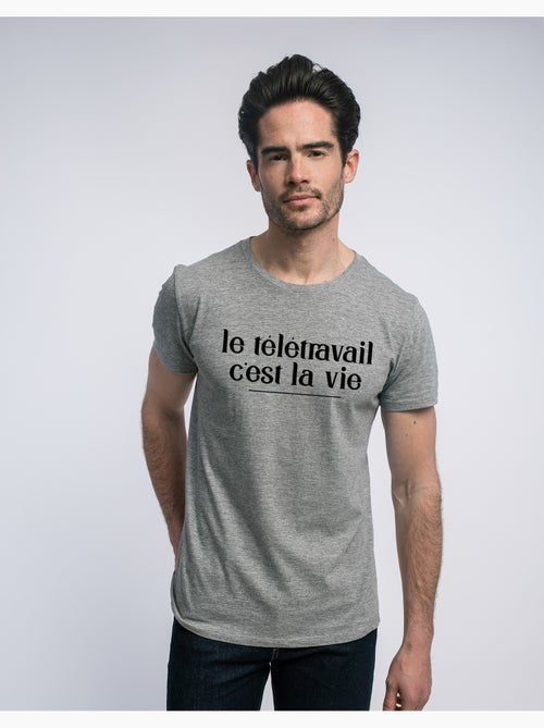 T-shirt Homme - LE TÉLÉTRAVAIL C'EST LA VIE - Kiabi